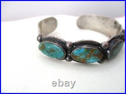 Rare Early Fred Harvey Era Navajo Bracelet Green Turquoise Sterling GORGEOUS