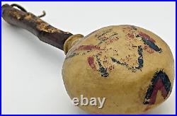 Rare Early Native American Artifact Bladder/Rawhide Ceremonial Shayman Rattle