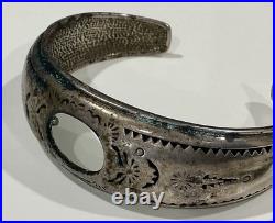 Rare Early Native American Handmade Sterling Silver Cuff Bracelet Signed 43.39G