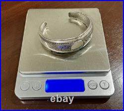 Rare Early Native American Handmade Sterling Silver Cuff Bracelet Signed 43.39G
