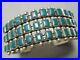 Rare-Early-Vintage-Navajo-Squared-Turquoise-Sterling-Silver-Bracelet-Old-01-gp