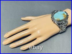 Rare Easter Blue Turquoise Vintage Navajo Sterling Silver Bracelet