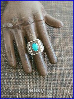 Rare Ejt Ernest J. Trujillo Navajo Sterling Silver & Turquoise Mens Ring Sz 11