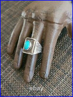 Rare Ejt Ernest J. Trujillo Navajo Sterling Silver & Turquoise Mens Ring Sz 11