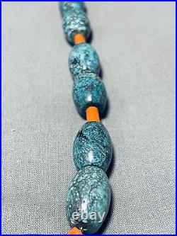 Rare Football Bead Vintage Navajo Spiderweb Turquoise Sterling Silver Necklace