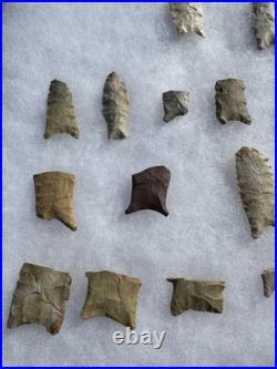 Rare Frame Of Native American Paleo Arrowheads Points Clovis Dalton