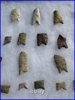 Rare Frame Of Native American Paleo Arrowheads Points Clovis Dalton
