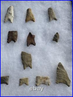 Rare Frame Of Native American Paleo Arrowheads Points Clovis Dalton