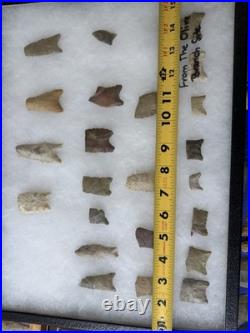 Rare Frame Of Native American Paleo Arrowheads Points Clovis Dalton