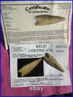 Rare GEM Novaculite Native American Paleo Dalton Arrowhead Artifact Double COA