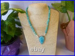Rare Genuine Sleeping Beauty Turquoise Pendant And Native American Necklace