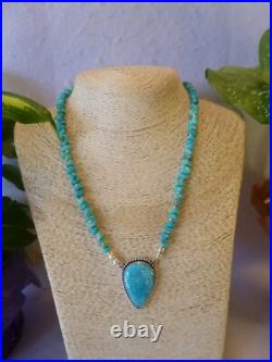 Rare Genuine Sleeping Beauty Turquoise Pendant And Native American Necklace