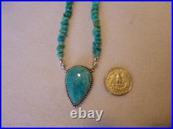 Rare Genuine Sleeping Beauty Turquoise Pendant And Native American Necklace