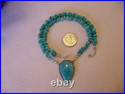 Rare Genuine Sleeping Beauty Turquoise Pendant And Native American Necklace