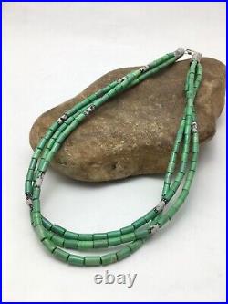 Rare Gift Navajo Sterling Silver Necklace Green Turquoise Howlite Set 4163 Sale