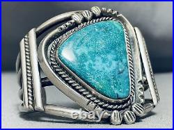Rare Gilbert Turquoise Vintage Navajo Sterling Silver Bracelet Old