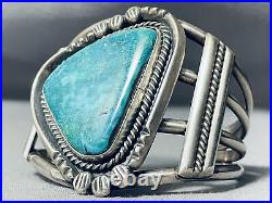 Rare Gilbert Turquoise Vintage Navajo Sterling Silver Bracelet Old