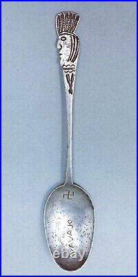 Rare HANDWROUGHT Navajo Antique Silver Souvenir Spoon Native Headdres Circa 1900