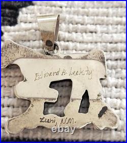 Rare HORSE Pendant Edward Leekity Native American Zuni Sterling Silver Inlay Blk