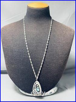 Rare Hallmark Thomas Singer Vintage Navajo Turquoise Sterling Silver Necklace