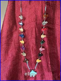 Rare Heishe Bead Multiple Gemstones Bear Fetishes Native American Necklace