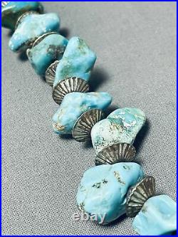 Rare Hogan Sterling Silver Bead Vintage Navajo Turquoise Nugget Necklace
