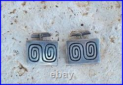 Rare Hopi Silver Overlay Cufflinks Harry Sakyesva