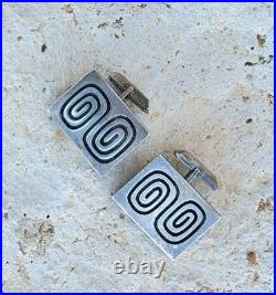 Rare Hopi Silver Overlay Cufflinks Harry Sakyesva