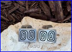 Rare Hopi Silver Overlay Cufflinks Harry Sakyesva