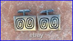 Rare Hopi Silver Overlay Cufflinks Harry Sakyesva