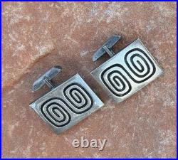 Rare Hopi Silver Overlay Cufflinks Harry Sakyesva