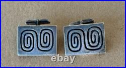 Rare Hopi Silver Overlay Cufflinks Harry Sakyesva