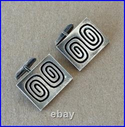 Rare Hopi Silver Overlay Cufflinks Harry Sakyesva