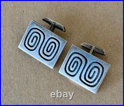 Rare Hopi Silver Overlay Cufflinks Harry Sakyesva