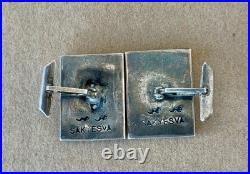 Rare Hopi Silver Overlay Cufflinks Harry Sakyesva