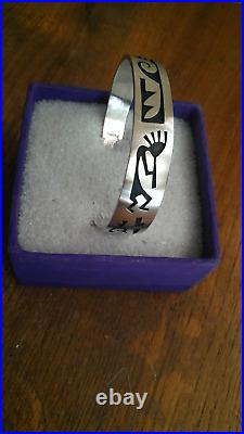 Rare Hopi Sterling Silver Kokopelli Cuff by Manuel Hoyungowa 21 Grams