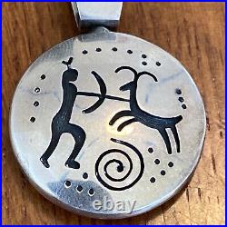 Rare Hopi Terry Wadsworth Overlay Spinner Pendant Sterling Silver Mimbres Echo L