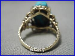Rare Huge 14k Gold Vintage Navajo Turquoise Nugget Native American Ring