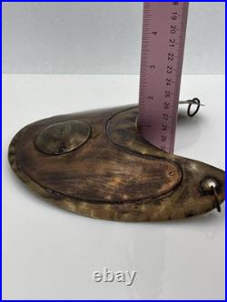 Rare Huge Hudson Bay FUR TRADE HB Native American Hammered Copper Gorget Pendant