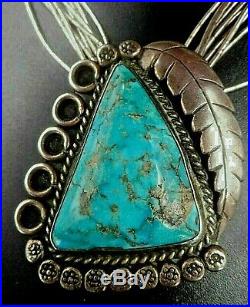 Rare Huge Signed Bennett Vintage Native American Ind Bolo Liquid Necklace-82g