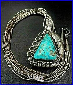 Rare Huge Signed Bennett Vintage Native American Ind Bolo Liquid Necklace-82g