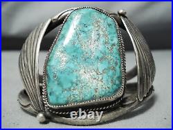 Rare Indian Mountain Turquoise Vintage Navajo Sterling Silver Bracelet Old