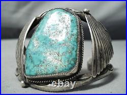 Rare Indian Mountain Turquoise Vintage Navajo Sterling Silver Bracelet Old