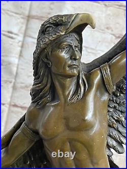 Rare Indian Native American Art Chief Eagle Bronze Marble Base Sculpture Sale