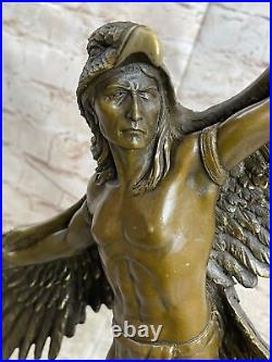 Rare Indian Native American Art Chief Eagle Bronze Marble Base Sculpture Sale