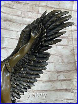 Rare Indian Native American Art Chief Eagle Bronze Marble Base Sculpture Sale
