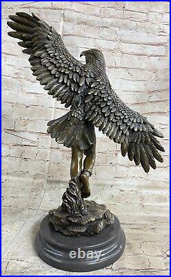 Rare Indian Native American Art Chief Eagle Bronze Marble Base Sculpture Sale