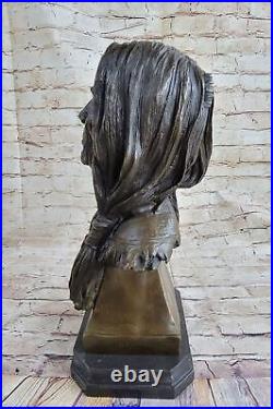 Rare Indian Native American Art Chief Eagle Bust Bronze Marble Sculpture Figure