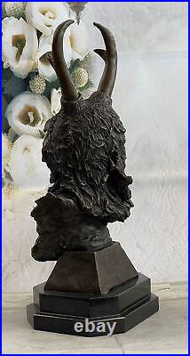 Rare Indian Native American Art Chief Eagle Bust Bronze Marble Sculpture Figure