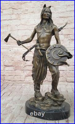 Rare Indian Native American Art Chief Eagle Bust Bronze Marble Statue Bust Gift